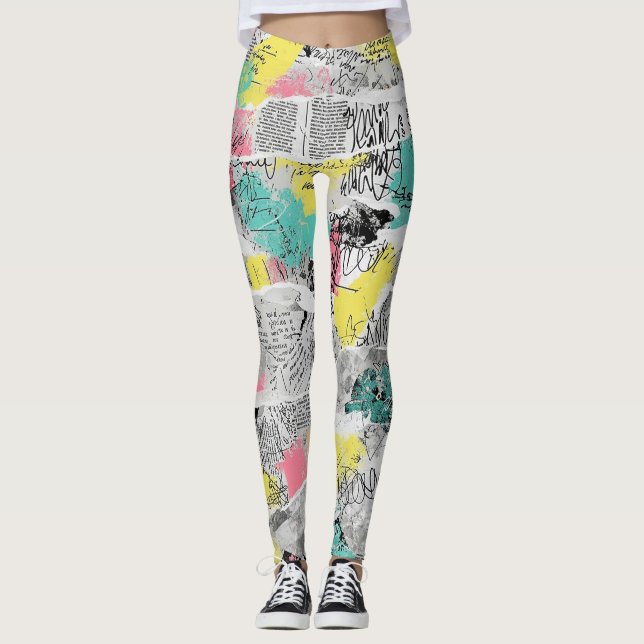 Leggings Colorful Urban Graffiti Pattern (3) (Devant)