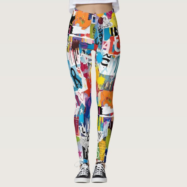 Leggings Colorful Urban Graffiti Pattern (8) (Devant)