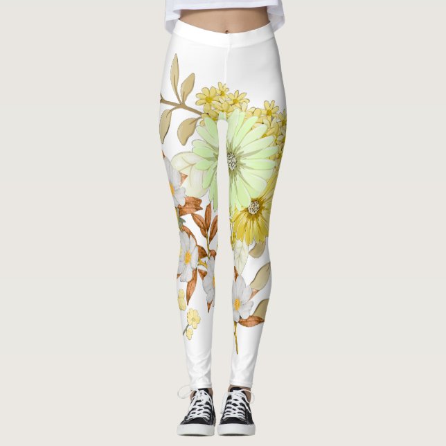 Leggings Coloring Flowers Art Design | Floral Coloring (Devant)