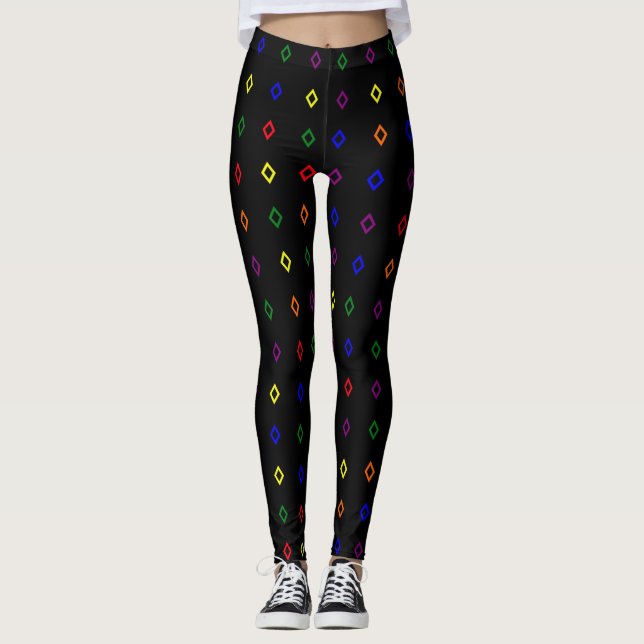 Leggings Coloris Motif de forme de diamant (Devant)