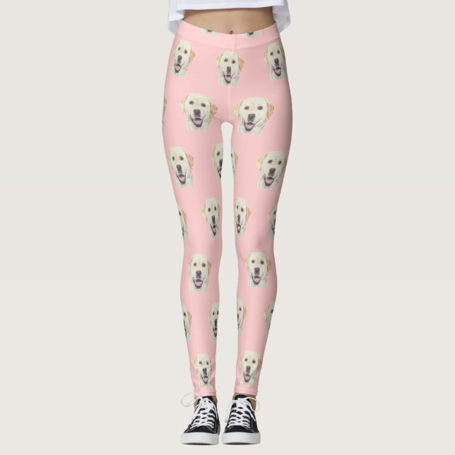 Leggings Coloris roses Adorable Jaune Labrador Retriever (Devant)