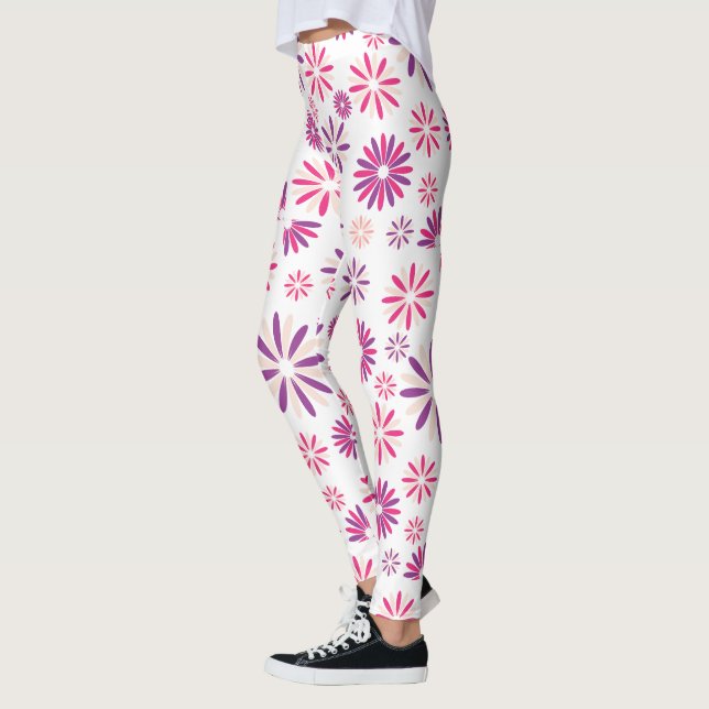 Leggings Colourful Flowers pattern Design (Gauche)