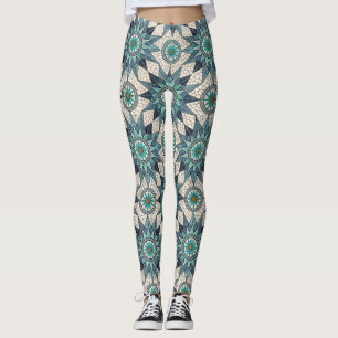 Leggings Compas Mosaïque Verre Teinté Indigo Sarcelle – Vit