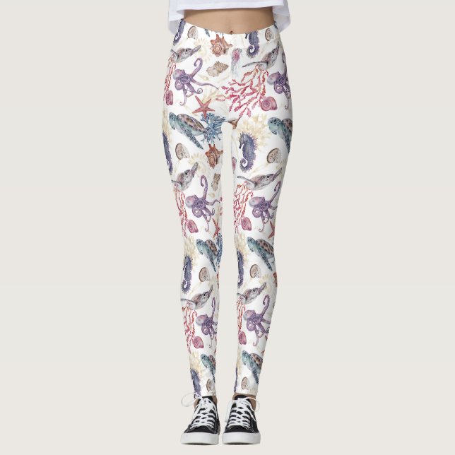 Leggings Composition de aquarelle sous-marine Série Design  (Devant)