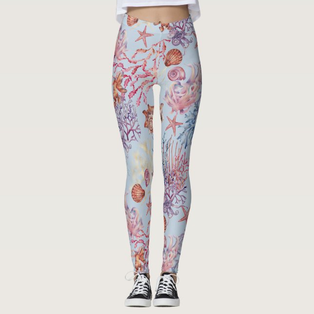 Leggings Composition de série de aquarelle sous-marine Desi (Devant)