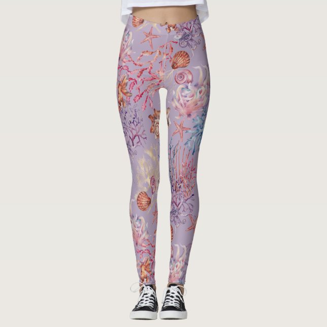 Leggings Composition de série de aquarelle sous-marine Desi (Devant)