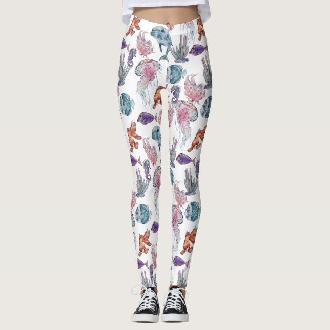 Leggings Composition de série de aquarelle sous-marine Desi (Devant)