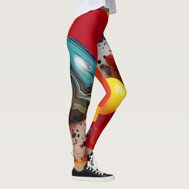 Leggings Composition géométrique colorée abstraite  (Droite)