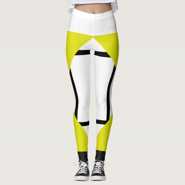 Leggings Composition I Lozengs 4 lignes Bl Jaune (Devant)
