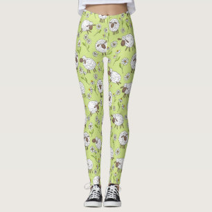 Leggings Compter les moutons sur le vert de rosée miel