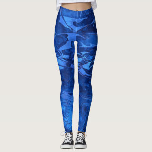 Leggings Conception abstraite, bleu océanique profond