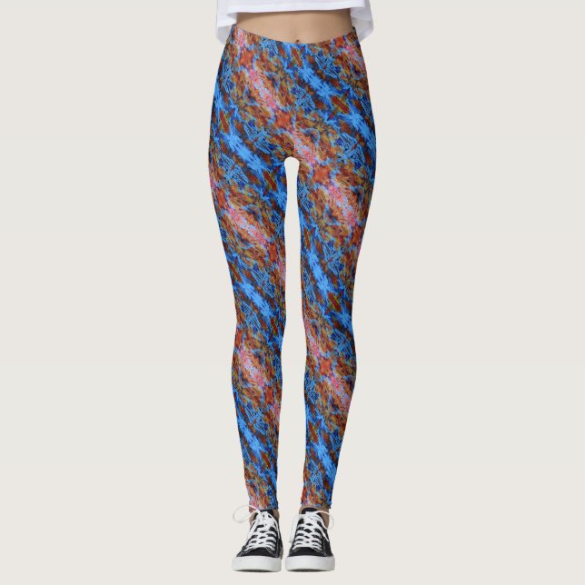 Leggings Conception abstraite de bandes spirales bleues et  (Devant)