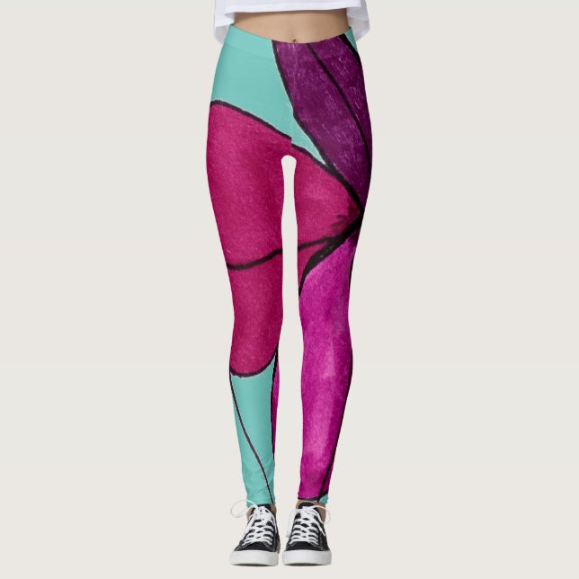 Leggings Conception abstraite grande floraison florale dans (Devant)