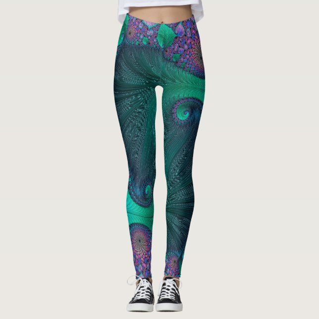 Leggings Conception abstraite moderne d'océan (Devant)