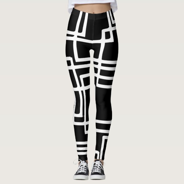 Leggings Conception artistique de carrés blancs imbriqués (Devant)