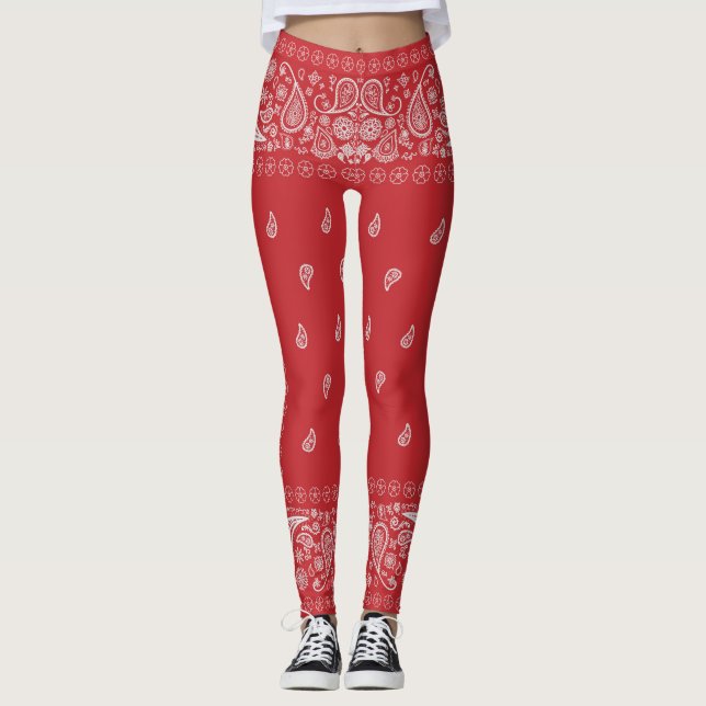 Leggings Conception classique de Bandana de Paisley Rouge (Devant)