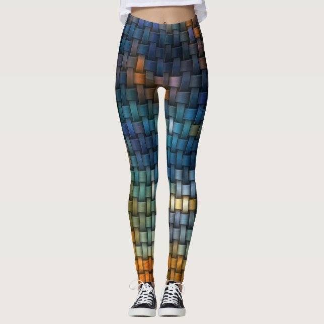 Leggings Conception composée de bandes entrelacées colorées (Devant)