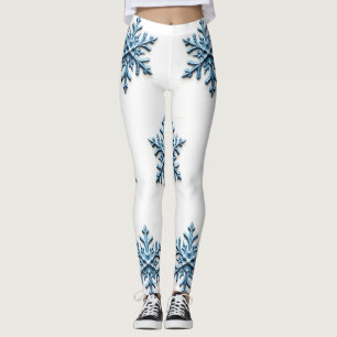 Leggings Conception confortable de flocon de neige en blanc