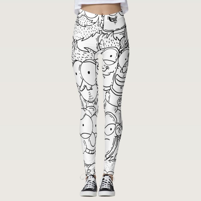 Leggings Conception créative de motif de visages drôles (Devant)