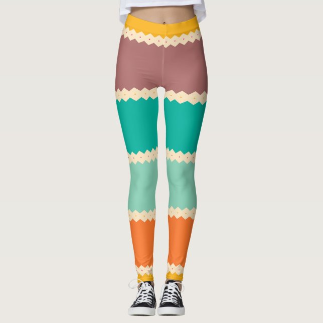 Leggings Conception d'abrégé sur rangées de losange (Devant)