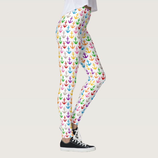 Leggings Conception d'ancre de bateau colorée blanche  (Droite)