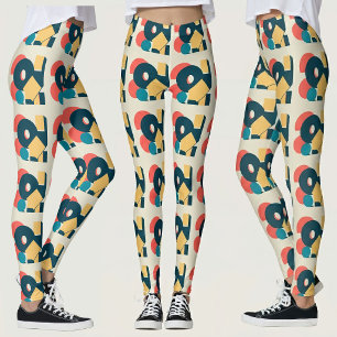 Leggings Conception d'art géométrique abstrait rétro au ris