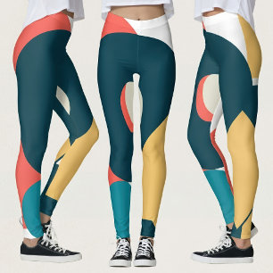 Leggings Conception d'art géométrique abstrait rétro au ris