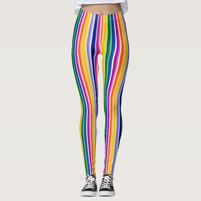 Leggings Conception de bandes verticales colorées (Devant)