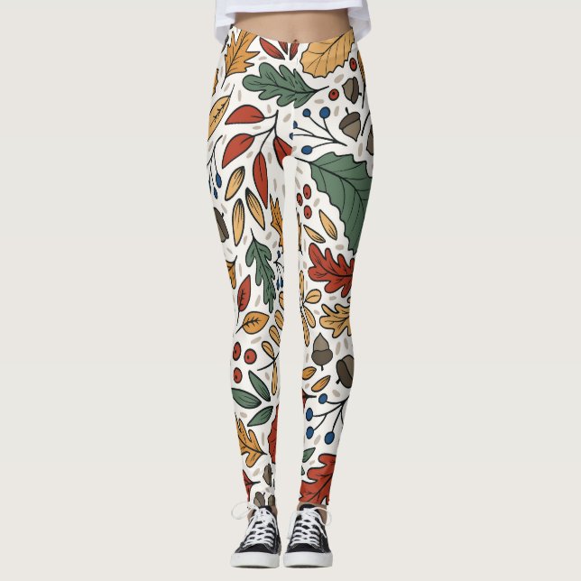 Leggings Conception de Carré feuille couleur automne (Devant)