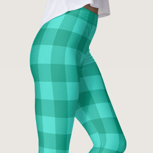 Leggings Conception de carreaux à gingembre sarcelle et tur