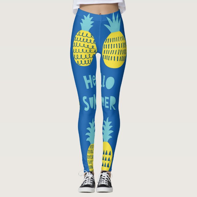 Leggings Conception de carte Vintage ananas amusante (Devant)