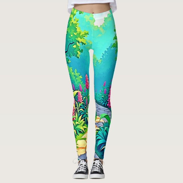 Leggings Conception de chemin de jardin magique (Devant)