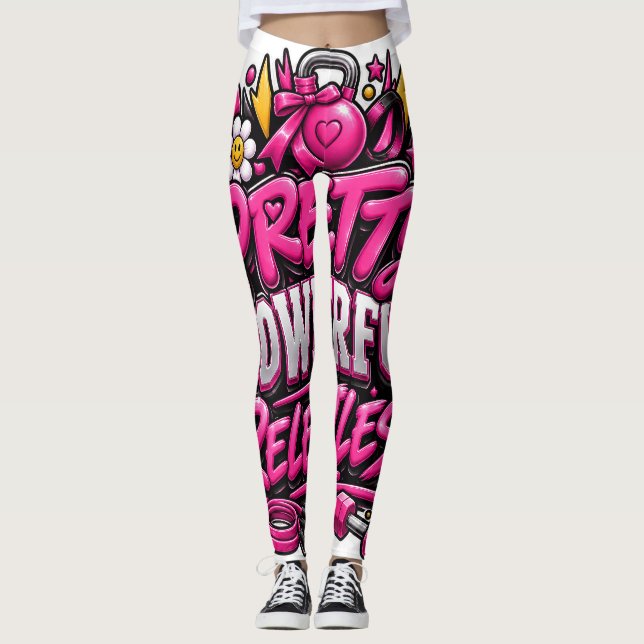 Leggings Conception de citation de salle de sport rose impl (Devant)