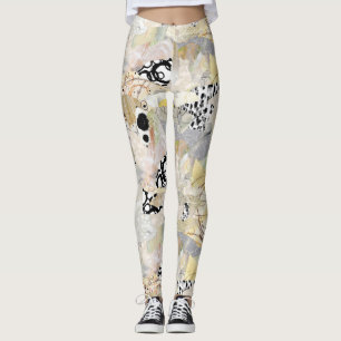 Leggings Conception de collage abstrait élégant neutre