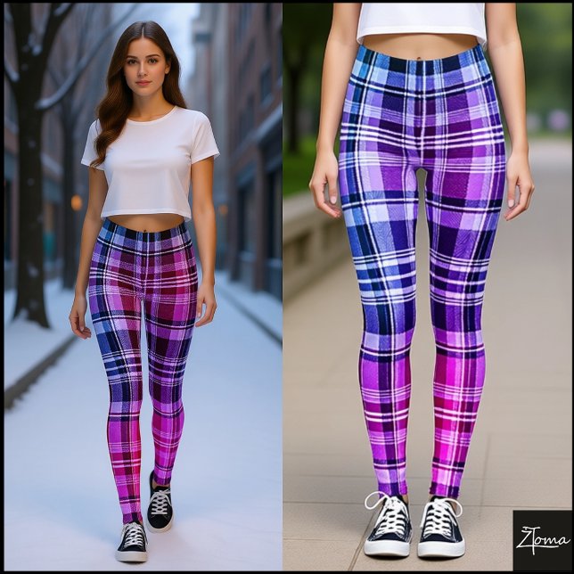Leggings Conception de dégradé à carreaux bleu électrique r (Créateur téléchargé)