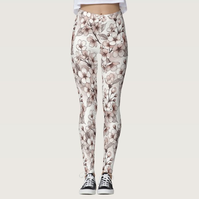 Leggings Conception de délicate fleur de cerisier (Devant)