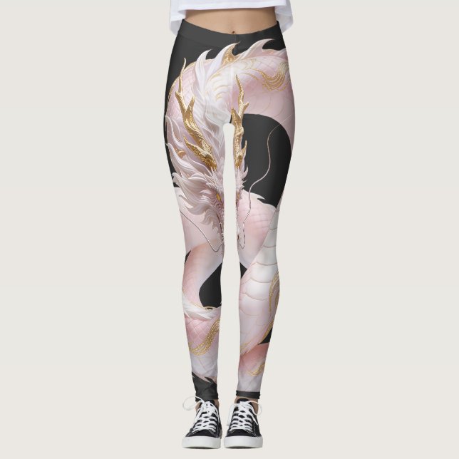 Leggings Conception de fantaisie de dragon en or blanc chin (Devant)