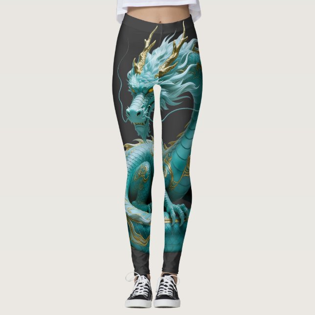 Leggings Conception de fantasy artistique de dragon vert do (Devant)