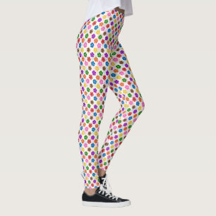 Leggings Conception de fleurs arc-en-ciel rétro colorées bl