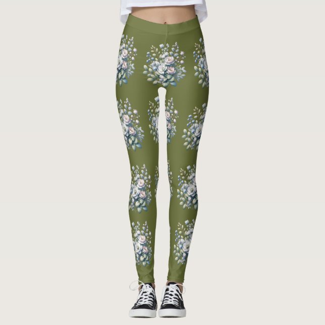 Leggings Conception de fleurs personnalisée  (Devant)
