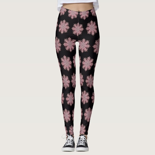 Leggings Conception de flocon de neige complexe (Devant)