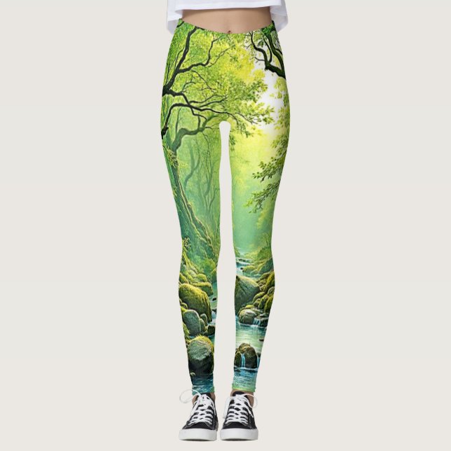 Leggings Conception de flux forestiers enchantés (Devant)
