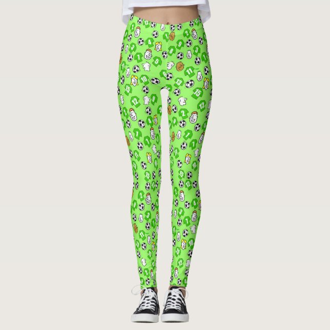 Leggings Conception de football avec chemises en vert (Devant)