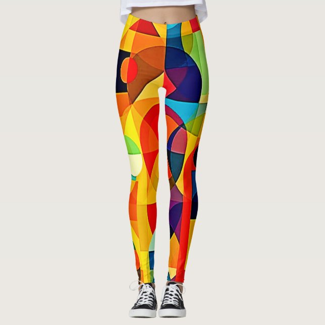 Leggings Conception de géométrie de couleur Bauhaus (Devant)