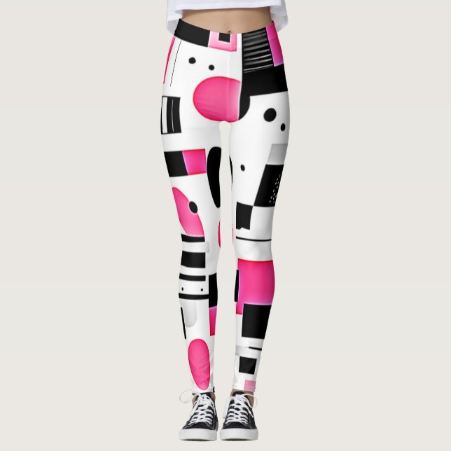 Leggings Conception de géométrie rose Art Pop (Devant)