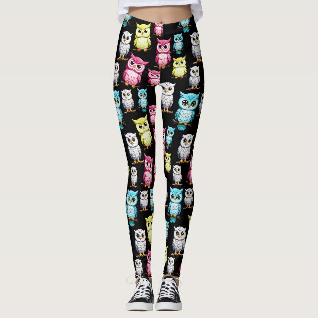 Leggings Conception de hiboux mignons  (Devant)