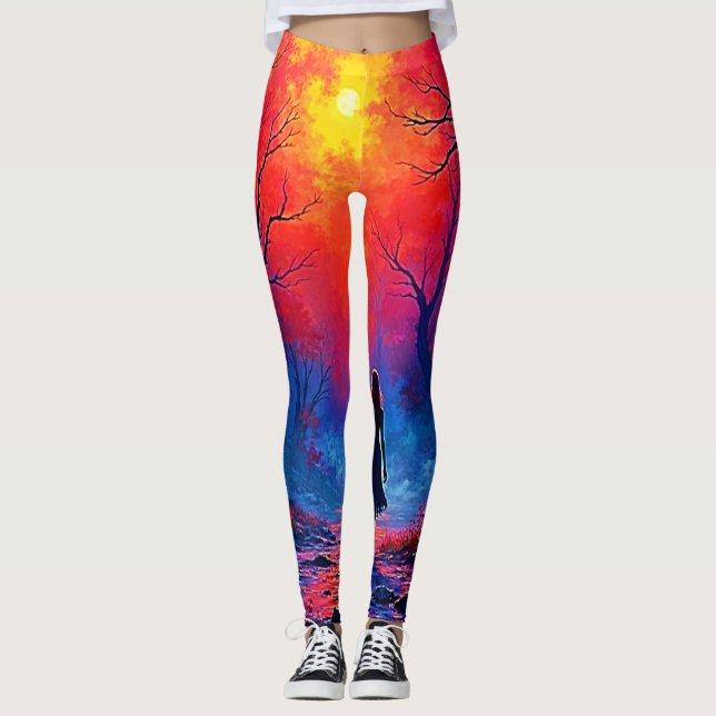 Leggings Conception de la solitude de la fille de la forêt  (Devant)