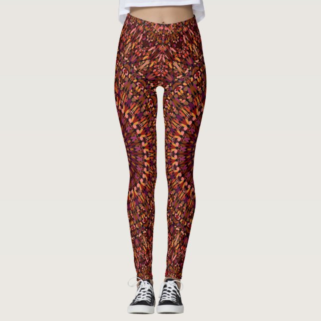Leggings Conception de mandala marron floral (Devant)