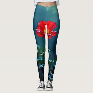 Leggings Conception de mise au point sur une seule fleur ro