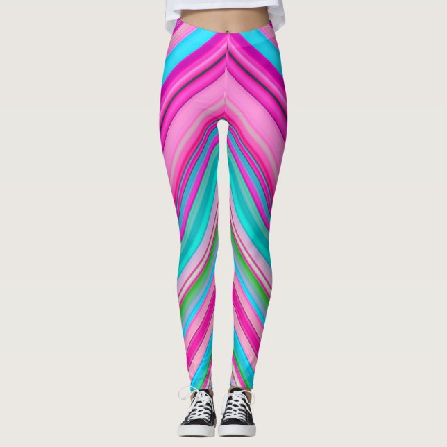 Leggings Conception de motif à rayures arc-en-ciel vibrant (Devant)